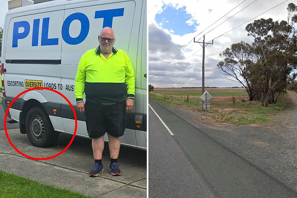 Doug Tandberg 与车辆的照片及道路位置画面拼图